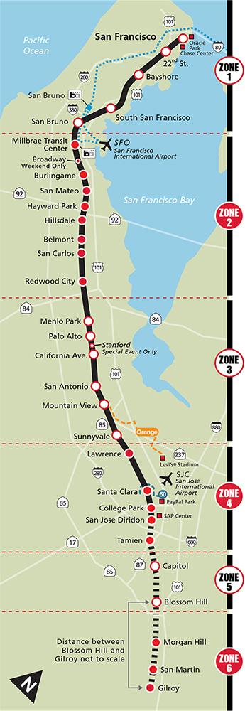 Stations Zones Caltrain