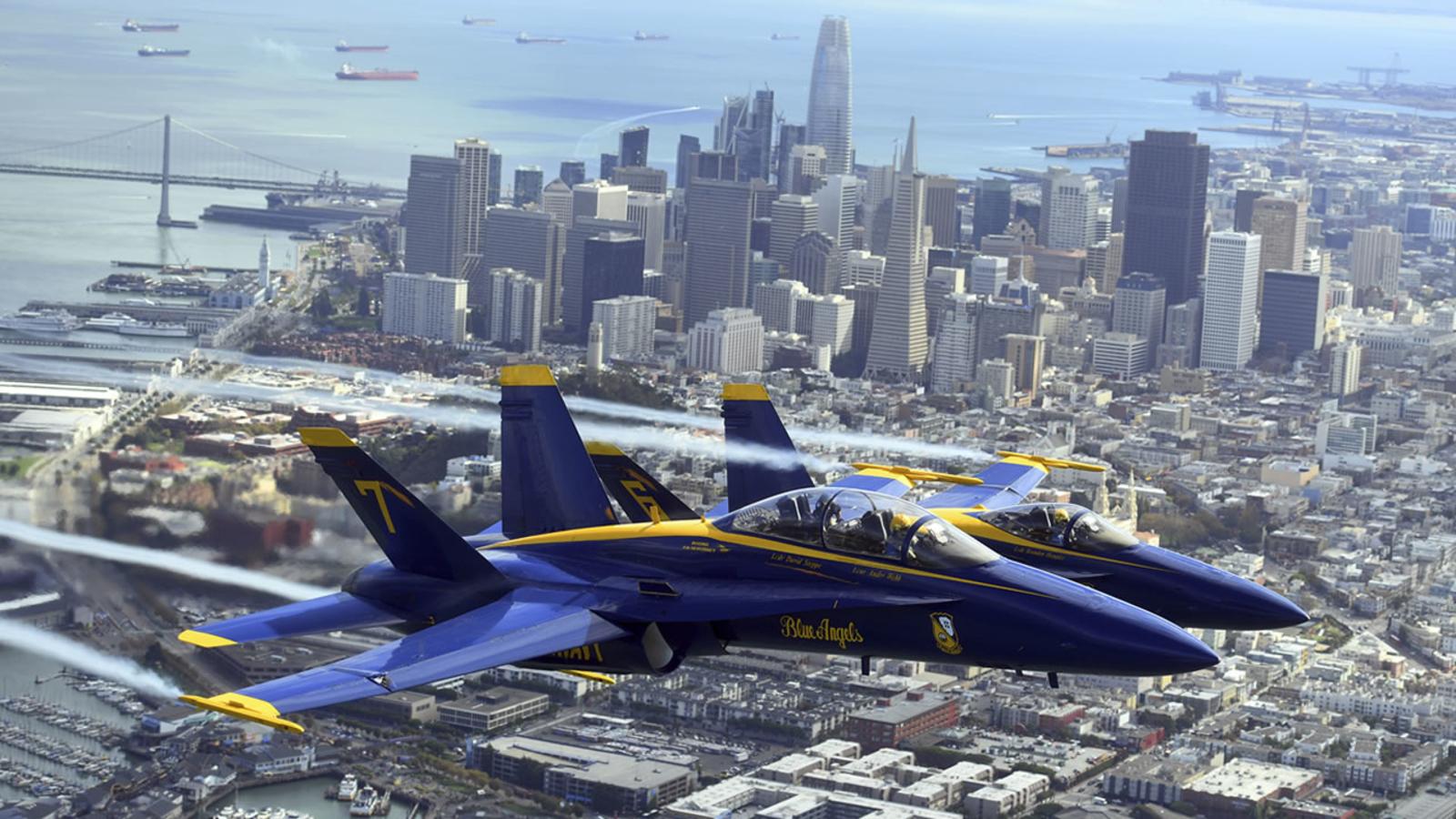 Blue Angels fly over San Francisco