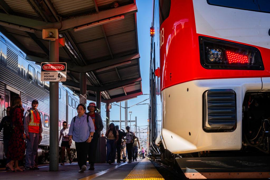 Passengers disembarking at San Jose Diridon