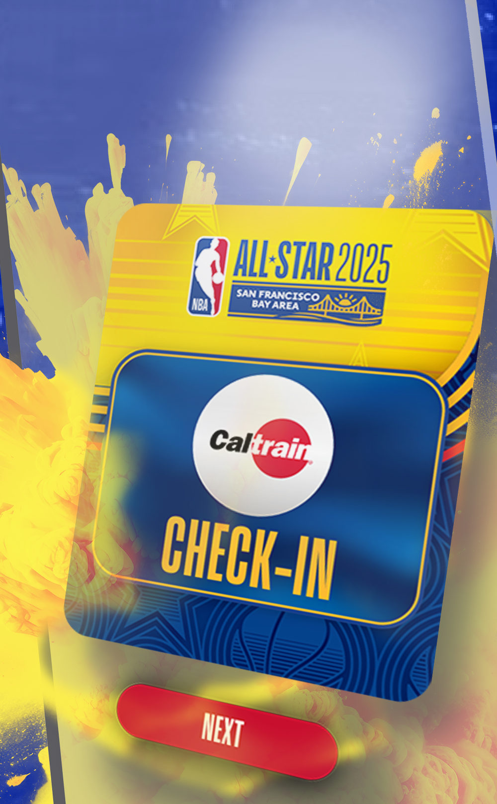 Ad for NBA All Star Game 2025 featuring Caltrain