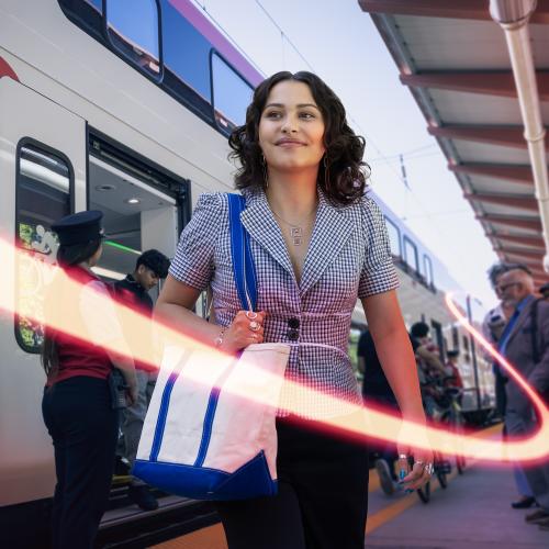 Passenger disembarking train